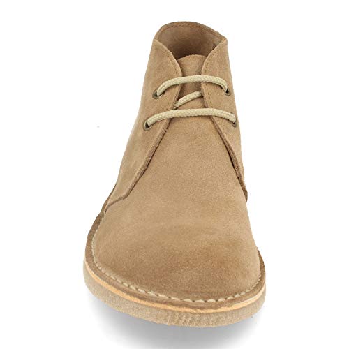 Botas Safari para Hombre con Piel Serraje, Suela Crepe Antideslizante y Cordones. Botines Desert Comodos, practicos e Ideales para Primavera-Verano. Talla 43 Taupe