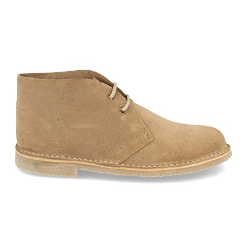 Botas Safari para Hombre con Piel Serraje, Suela Crepe Antideslizante y Cordones. Botines Desert Comodos, practicos e Ideales para Primavera-Verano. Talla 43 Taupe