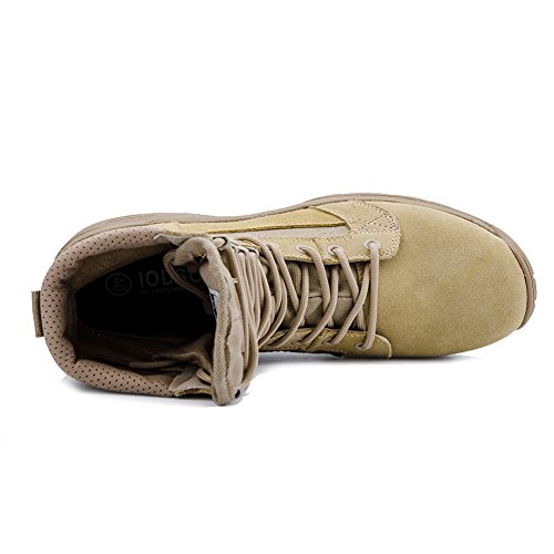 Botas tácticas Militares de Hombre Ultraligero, Tan Botas Jungle Combat, Zapatos de Trabajo y Seguridad (45 EU, Beige)