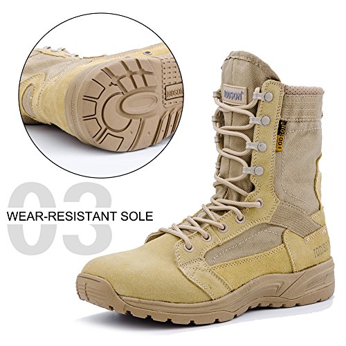 Botas tácticas Militares de Hombre Ultraligero, Tan Botas Jungle Combat, Zapatos de Trabajo y Seguridad (45 EU, Beige)