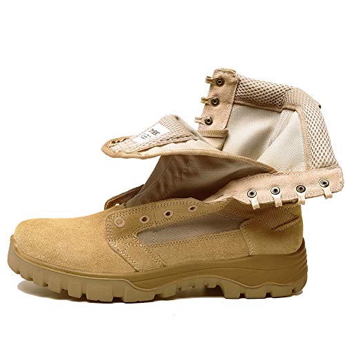 Botas tácticas Militares de Hombre Ultraligero, Tan Botas Jungle Combat, Zapatos de Trabajo y Seguridad (46 EU, Tan)
