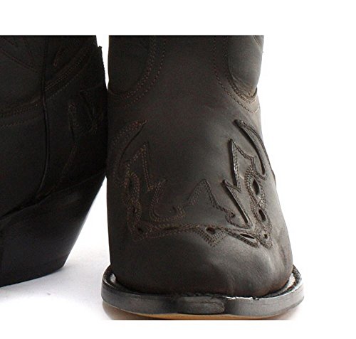 Botas Tipo Cowboy de Cuero autentico para Caballero en Negro y Marron Oscuro Oeste Cuban - Marron, 44EU/10UK