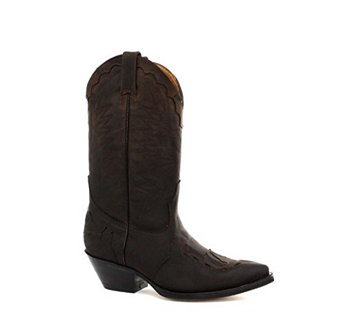 Botas Tipo Cowboy de Cuero autentico para Caballero en Negro y Marron Oscuro Oeste Cuban - Marron, 44EU/10UK