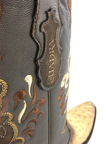 Botas Vaqueras de Caballero en Piel de Avestruz Cuadra, Tamaño:44, Color:Flame Orix