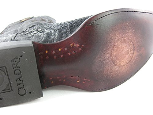 Botas Vaqueras de Caballero en Piel de Cocodrilo Cuadra, Color:Negro, Tamaño:40.5