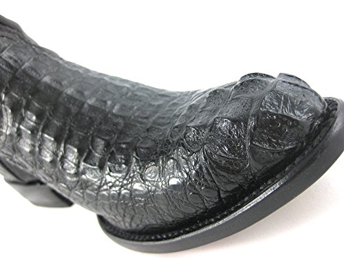 Botas Vaqueras de Caballero en Piel de Cocodrilo Cuadra, Color:Negro, Tamaño:40.5