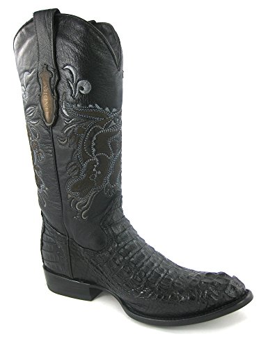 Botas Vaqueras de Caballero en Piel de Cocodrilo Cuadra, Color:Negro, Tamaño:40.5