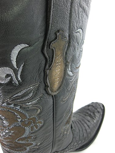 Botas Vaqueras de Caballero en Piel de Cocodrilo Cuadra, Color:Negro, Tamaño:40.5