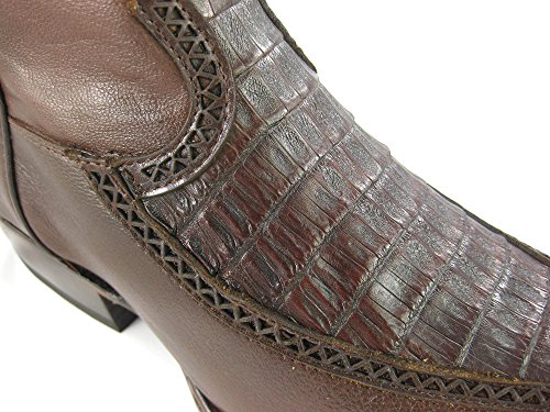 Botas Vaqueras de Caballero en Piel de Cocodrilo Cuadra, Tamaño:43.5, Color:Forest Ocre