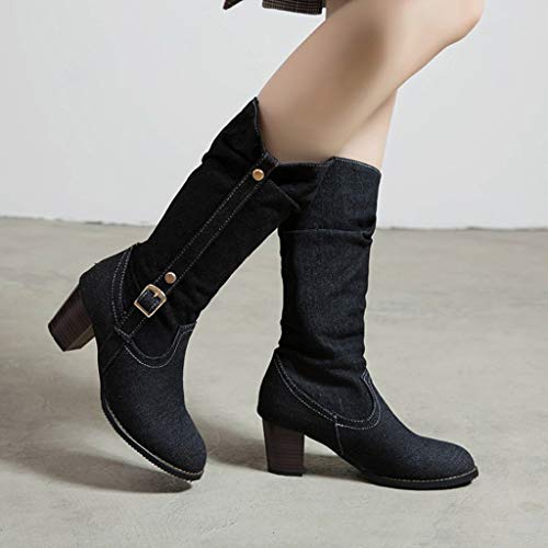 Botas Vaqueras Plataforma para Mujer Rodilla De Punta Redonda Cordones Caballero Alto Senderismo Wellington Botines De Equitación Botas Mujer