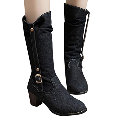 Botas Vaqueras Plataforma para Mujer Rodilla De Punta Redonda Cordones Caballero Alto Senderismo Wellington Botines De Equitación Botas Mujer