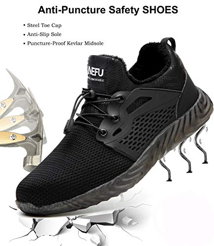 Botas y Zapatos de Seguridad con Puntera de Acero Forradas Impermeables cálido para el Invierno, Bota de protección, Calzado de Seguridad Hombre Mujer, Zapatillas de Industria Negro 36 EU