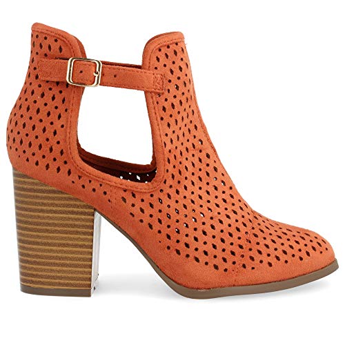 Botin de Mujer campero de Tacon Alto con Lateral Abierto y Corte Calado Primavera Verano 2019. Talla 37 Naranja