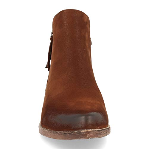 Botin de Mujer con Tacon Campero Cowboy, Punta y Talon Pelados con Cremallera Lateral Otono Iniverno 2019. Talla 37 Marron