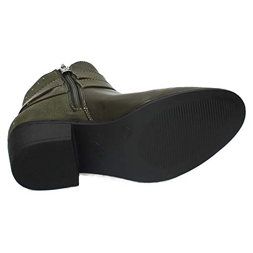 'BOTÍN DE Mujer XTI con Tacon DE 4 CM con Cierre DE Cremallera Cow Boy' - para: Mujer Color: Kaki Talla: 41