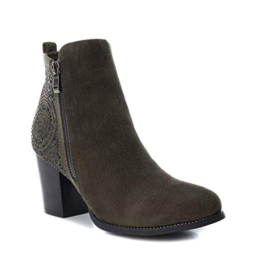 'BOTÍN DE Mujer XTI con Tacon DE 7 CM con Cierre DE Cremallera Cow Boy' - para: Mujer Color: Kaki Talla: 35