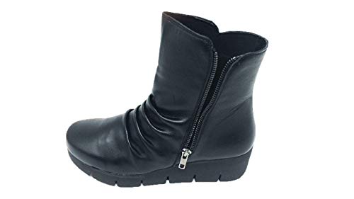 Botin de Piel/Aback/Mujer/Botas/Material Empeine: Piel/Suela de Goma/Cierre de Cremallera/Plataforma 5cm/Color Negro/Talla 35