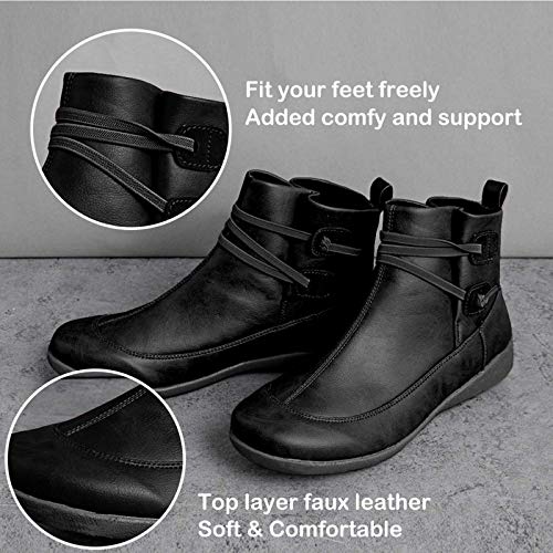 Botín Militar para Mujer Botas de Nieve Zapatos para Invierno Mujer Piel Forradas Calientes Casual Calzado Antideslizante Botines