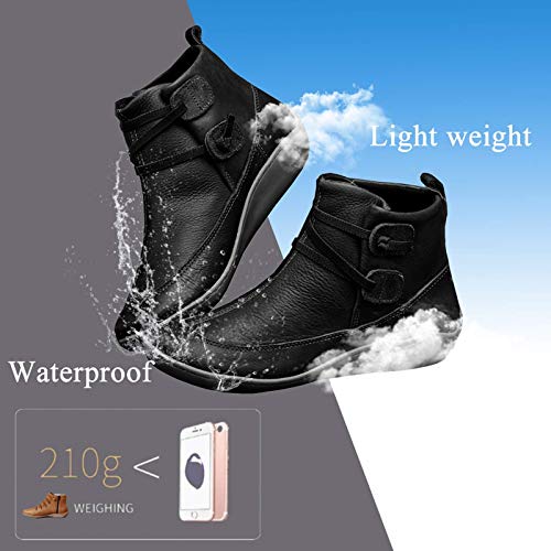 Botín Militar para Mujer Botas de Nieve Zapatos para Invierno Mujer Piel Forradas Calientes Casual Calzado Antideslizante Botines