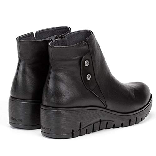 Botin Mujer Dorking-Fluchos - Piel Color Negro, Cierre Cremallera, Plantilla Extraible - F0691 (40 EU, Negro)
