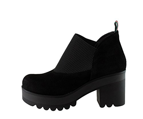 Botin Plataforma Piel Serraje. Chic & Fashion