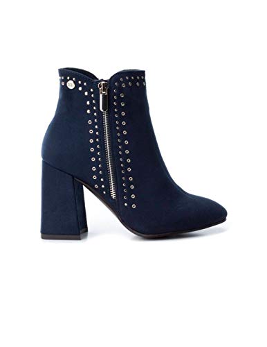 Botín Tacón XTI Mujer Serraje MarinoTachuela 30910 40 Azul