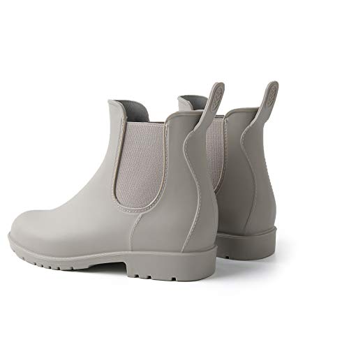 Botines de Agua Mujer Goma Chelsea Impermeables Cortas Botas Hombre Trabajo Calzado Lluvia Zapatos Invierno Jardin Invierno Gris 38