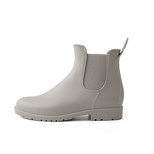 Botines de Agua Mujer Goma Chelsea Impermeables Cortas Botas Hombre Trabajo Calzado Lluvia Zapatos Invierno Jardin Invierno Gris 38