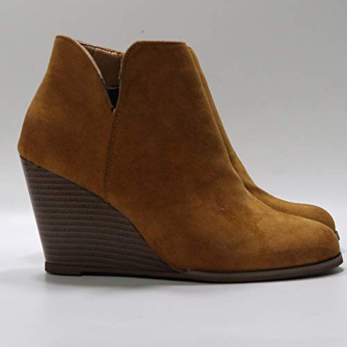 Botines de cuña Mujer Tacones Altos Invierno POLP Botas de Ante Casual Mujer Zapatos de Tacón de 8 cm Cabeza Redonda Antideslizante Comodos Botines de Fiesta