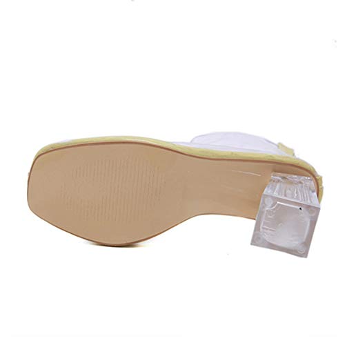 Botines de Mujer otoño PVC Transparente Punta Redonda Tacones Altos Moda Cremallera Vestido de Fiesta Elegantes Zapatos de tacón de Cristal Grueso