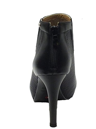 Botines de nerogiardini modelo General de piel Perforada negra tacón alto (Talla 36)