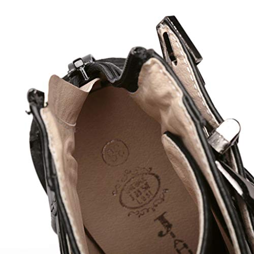 Botines de Tacón Alto con Plataforma Zapatos de Tacón de 12 cm Botas de Nieve Invierno Mujer Impermeable con Cordones Calzado de Trabajo Botas de Seguridad con Hebilla