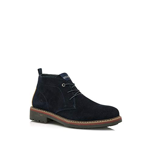 Botines Hombre MTNG | Botines Amsterdam 84333 | MTNG Hombre | Piel, con Interior Piel, caña Baja y Punta Redonda | Botines Casual | Cierre con Cordones | 43234 | Azul | 43