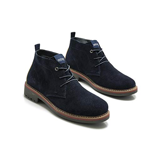 Botines Hombre MTNG | Botines Amsterdam 84333 | MTNG Hombre | Piel, con Interior Piel, caña Baja y Punta Redonda | Botines Casual | Cierre con Cordones | 43234 | Azul | 43