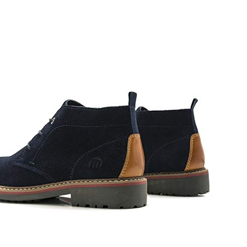Botines Hombre MTNG | Botines Amsterdam 84333 | MTNG Hombre | Piel, con Interior Piel, caña Baja y Punta Redonda | Botines Casual | Cierre con Cordones | 43234 | Azul | 43