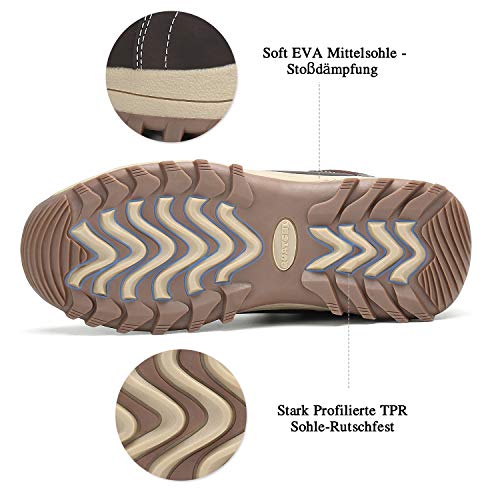 Botines Impermeables Hombre Mujer Botas de Nieve Botines Zapatos Senderismo Impermeables Deportes Trekking Zapatos Fur Forro Aire Libre Boots Mishansha Marrón 43 EU