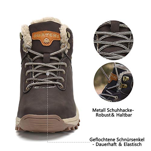 Botines Impermeables Hombre Mujer Botas de Nieve Botines Zapatos Senderismo Impermeables Deportes Trekking Zapatos Fur Forro Aire Libre Boots Mishansha Marrón 43 EU
