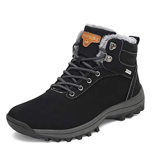 Botines Impermeables Hombre Mujer Botas de Nieve Botines Zapatos Senderismo Impermeables Deportes Trekking Zapatos Fur Forro Aire Libre Boots Mishansha Negro 42 EU