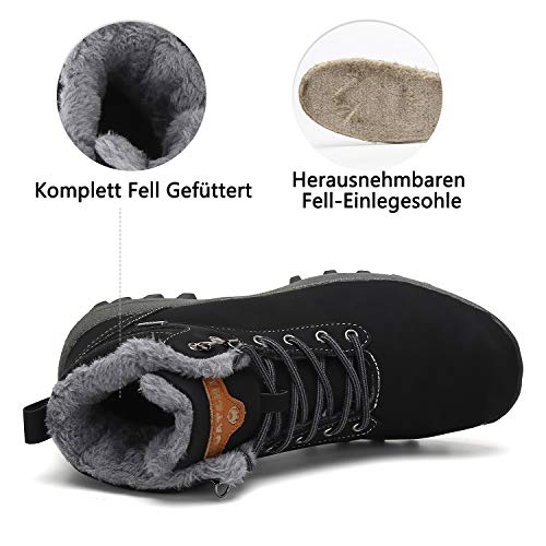 Botines Impermeables Hombre Mujer Botas de Nieve Botines Zapatos Senderismo Impermeables Deportes Trekking Zapatos Fur Forro Aire Libre Boots Mishansha Marrón 43 EU