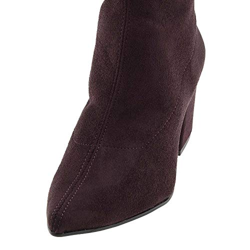 Botines Lycra Elástica Punta Fina para Mujer Talla: 37 Color: Burdeos