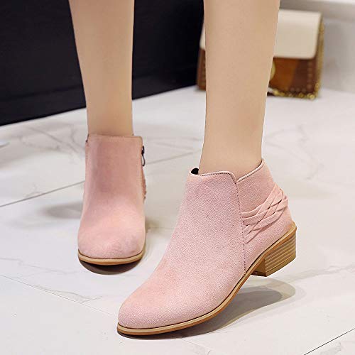 Botines para Mujer K-youth Botas Mujer Invierno Moda Zapatos Mujer Plataforma Botines de Mujer Fiesta Otoño Botines Mujer Tacon Bajo Zapatos De Mujer(Rosa, 39 EU)