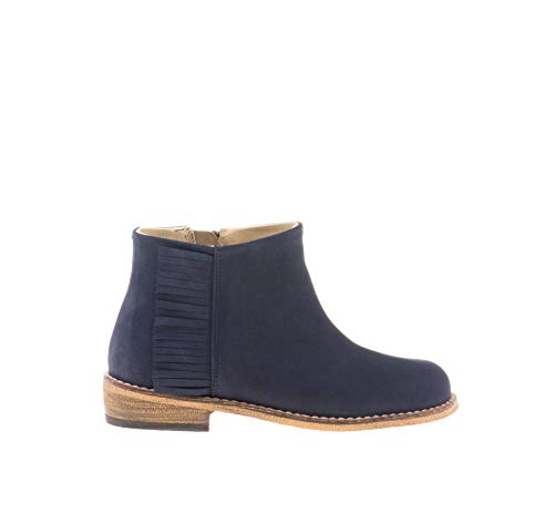 Botines para niña con Flecos. Botín de Piel Fabricado en España. Tallas Disponibles Desde la 27 hasta la 36 - Mi Pequeña Modelo 744I Color Azul Marino.