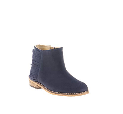 Botines para niña con Flecos. Botín de Piel Fabricado en España. Tallas Disponibles Desde la 27 hasta la 36 - Mi Pequeña Modelo 744I Color Azul Marino.