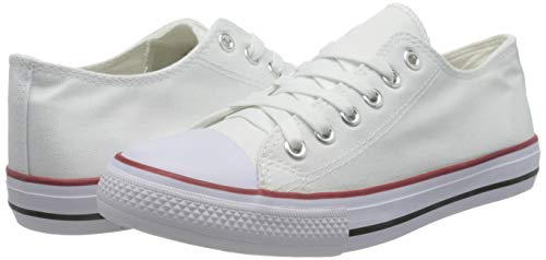BRANDELIA Canvas de Lona Estilo Casual y Deportivo Zapatillas Unisex, Blanco, 35 EU