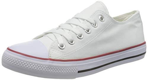 BRANDELIA Canvas de Lona Estilo Casual y Deportivo Zapatillas Unisex, Blanco, 35 EU