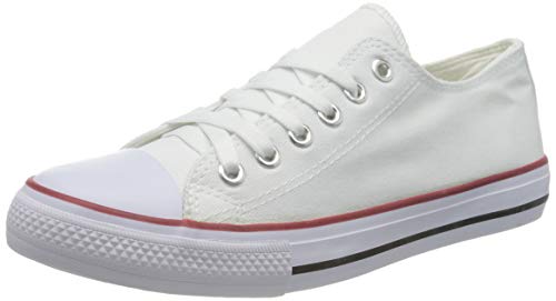 BRANDELIA Canvas de Lona Estilo Casual y Deportivo Zapatillas Unisex, Blanco, 39 EU
