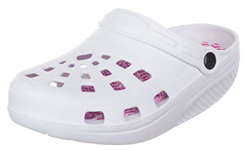 Brandsseller Zuecos de salud para mujer, cómodos, zapatos activos, zapatos de equilibrio, plantilla de masaje, suela redondeada, color Blanco, talla 38 EU