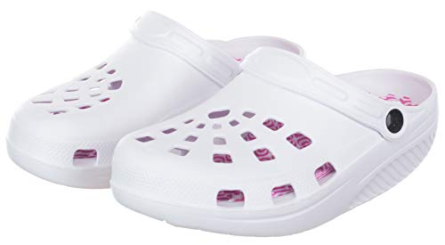 Brandsseller Zuecos de salud para mujer, cómodos, zapatos activos, zapatos de equilibrio, plantilla de masaje, suela redondeada, color Blanco, talla 38 EU