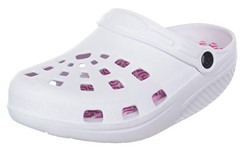 Brandsseller Zuecos de salud para mujer, cómodos, zapatos activos, zapatos de equilibrio, plantilla de masaje, suela redondeada, color Blanco, talla 40 EU