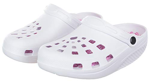 Brandsseller Zuecos de salud para mujer, cómodos, zapatos activos, zapatos de equilibrio, plantilla de masaje, suela redondeada, color Blanco, talla 40 EU
